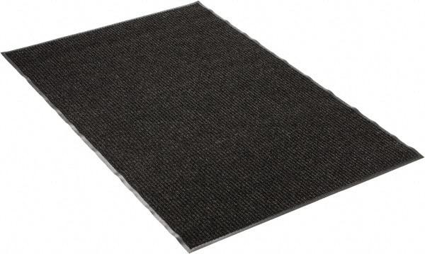 PRO-SAFE - 6 Ft. Long x 4 Ft. Wide, Poly Blended Carpet Surface, Ribbed Entrance Matting - 5/16 Inch Thick, Indoor, Medium Traffic, Vinyl, Black - USA Tool & Supply
