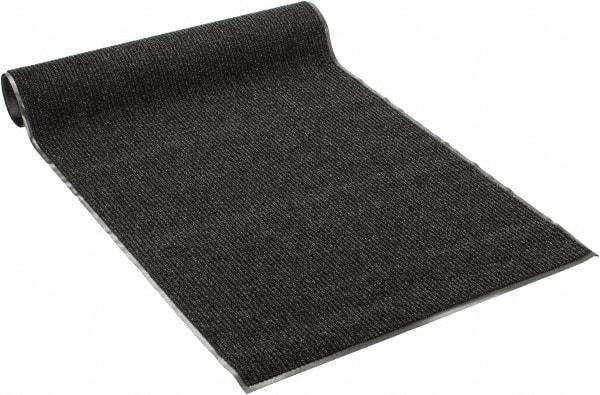 PRO-SAFE - 8 Ft. Long x 4 Ft. Wide, Poly Blended Carpet Surface, Ribbed Entrance Matting - 5/16 Inch Thick, Indoor, Medium Traffic, Vinyl, Black - USA Tool & Supply