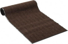 PRO-SAFE - 10 Ft. Long x 3 Ft. Wide, Poly Blended Carpet Surface, Chevron Ribbed Entrance Matting - 5/16 Inch Thick, Indoor, Medium Traffic, Vinyl, Brown, 4 Edged Side - USA Tool & Supply