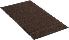 PRO-SAFE - 5 Ft. Long x 3 Ft. Wide, Poly Blended Carpet Surface, Chevron Ribbed Entrance Matting - 5/16 Inch Thick, Indoor, Medium Traffic, Vinyl, Brown, 4 Edged Side - USA Tool & Supply