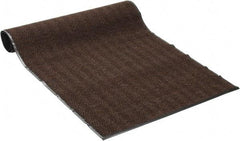 PRO-SAFE - 8 Ft. Long x 4 Ft. Wide, Poly Blended Carpet Surface, Chevron Ribbed Entrance Matting - 5/16 Inch Thick, Indoor, Medium Traffic, Vinyl, Brown, 4 Edged Side - USA Tool & Supply