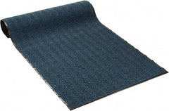 PRO-SAFE - 8 Ft. Long x 4 Ft. Wide, Poly Blended Carpet Surface, Chevron Ribbed Entrance Matting - 5/16 Inch Thick, Indoor, Medium Traffic, Vinyl, Blue, 4 Edged Side - USA Tool & Supply
