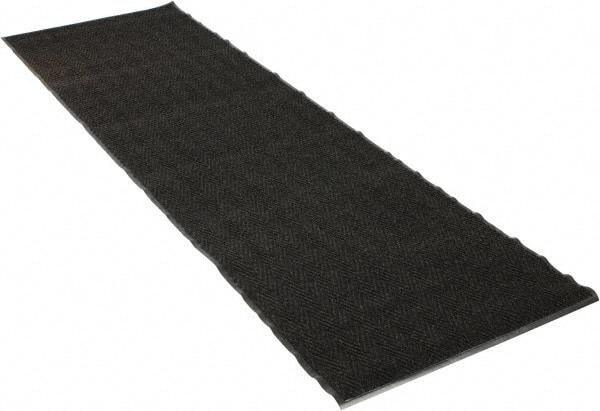 PRO-SAFE - 10 Ft. Long x 3 Ft. Wide, Poly Blended Carpet Surface, Chevron Ribbed Entrance Matting - 5/16 Inch Thick, Indoor, Medium Traffic, Vinyl, Charcoal, 4 Edged Side - USA Tool & Supply