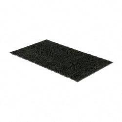 PRO-SAFE - 5 Ft. Long x 3 Ft. Wide, Poly Blended Carpet Surface, Chevron Ribbed Entrance Matting - 5/16 Inch Thick, Indoor, Medium Traffic, Vinyl, Charcoal, 4 Edged Side - USA Tool & Supply