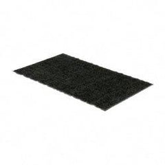 PRO-SAFE - 5 Ft. Long x 3 Ft. Wide, Poly Blended Carpet Surface, Chevron Ribbed Entrance Matting - 5/16 Inch Thick, Indoor, Medium Traffic, Vinyl, Charcoal, 4 Edged Side - USA Tool & Supply