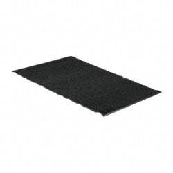 PRO-SAFE - 6 Ft. Long x 4 Ft. Wide, Poly Blended Carpet Surface, Chevron Ribbed Entrance Matting - 5/16 Inch Thick, Indoor, Medium Traffic, Vinyl, Charcoal, 4 Edged Side - USA Tool & Supply