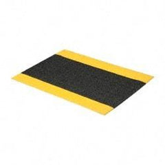 PRO-SAFE - 3' Long x 2' Wide, Dry Environment, Anti-Fatigue Matting - Black with Yellow Borders, Urethane with Vinyl Sponge Base, Beveled on 4 Sides - USA Tool & Supply