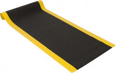 PRO-SAFE - 12' Long x 3' Wide, Dry Environment, Anti-Fatigue Matting - Black with Yellow Borders, Urethane with Vinyl Sponge Base, Beveled on 4 Sides - USA Tool & Supply