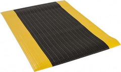 PRO-SAFE - 3' Long x 2' Wide, Dry Environment, Anti-Fatigue Matting - Black with Yellow Borders, Vinyl with Vinyl Sponge Base, Beveled on 4 Sides - USA Tool & Supply