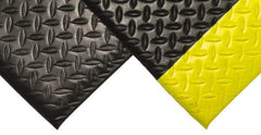 PRO-SAFE - 60' Long x 2' Wide, Dry Environment, Anti-Fatigue Matting - Black with Yellow Borders, Vinyl with Vinyl Sponge Base, Beveled on 4 Sides - USA Tool & Supply