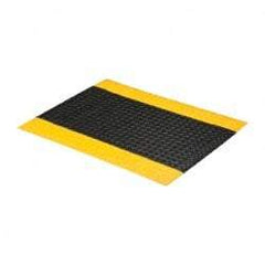 PRO-SAFE - 3' Long x 2' Wide, Dry Environment, Anti-Fatigue Matting - Black with Yellow Borders, Vinyl with Vinyl Sponge Base, Beveled on 4 Sides - USA Tool & Supply