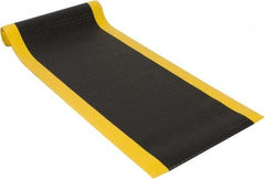 PRO-SAFE - 12' Long x 3' Wide, Dry Environment, Anti-Fatigue Matting - Black with Yellow Borders, Vinyl with Vinyl Sponge Base, Beveled on 4 Sides - USA Tool & Supply