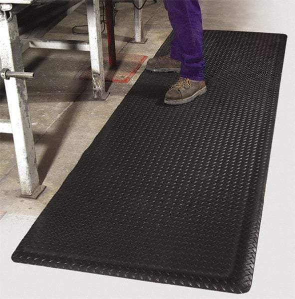 PRO-SAFE - 75' Long x 3' Wide, Dry Environment, Anti-Fatigue Matting - Black, Vinyl with Vinyl Sponge Base, Beveled on 4 Sides - USA Tool & Supply