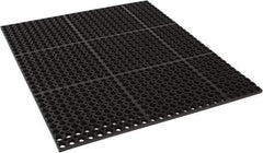 PRO-SAFE - 3' Long, Dry/Wet Environment, Anti-Fatigue Matting - Black, SBR Rubber with Rubber Base, Straight - USA Tool & Supply