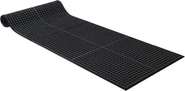 PRO-SAFE - 10' Long x 3' Wide, Dry/Wet Environment, Anti-Fatigue Matting - Black, SBR Rubber with Rubber Base, Beveled on 4 Sides - USA Tool & Supply