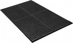 PRO-SAFE - 5' Long x 3' Wide, Dry/Wet Environment, Anti-Fatigue Matting - Black, SBR Rubber with Rubber Base, Beveled on 4 Sides - USA Tool & Supply