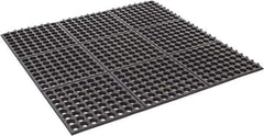 PRO-SAFE - 3' Long x 3' Wide x 5/8" Thick, Anti-Fatigue Modular Matting Tiles - 2 Interlocking Sides, Black, For Dry & Wet Areas, Series Pro-Safe - USA Tool & Supply
