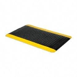PRO-SAFE - 3' Long x 2' Wide, Dry Environment, Anti-Fatigue Matting - Black with Yellow Borders, Vinyl with Vinyl Sponge Base, Beveled on 4 Sides - USA Tool & Supply