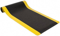 PRO-SAFE - 10' Long x 3' Wide, Dry Environment, Anti-Fatigue Matting - Black with Yellow Borders, Vinyl with Vinyl Sponge Base, Beveled on 4 Sides - USA Tool & Supply