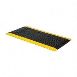 PRO-SAFE - 5' Long x 3' Wide, Dry Environment, Anti-Fatigue Matting - Black with Yellow Borders, Vinyl with Vinyl Sponge Base, Beveled on 4 Sides - USA Tool & Supply