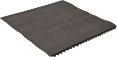 PRO-SAFE - 3' Long x 3' Wide x 5/8" Thick, Anti-Fatigue Modular Matting Tiles - 2 Interlocking Sides, Black, For Dry & Wet Areas, Series Pro-Safe - USA Tool & Supply