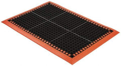PRO-SAFE - Dry/Wet Environment, Anti-Fatigue Matting - Black with Orange Borders, Natural Rubber with Rubber Base, Beveled on 4 Sides - USA Tool & Supply