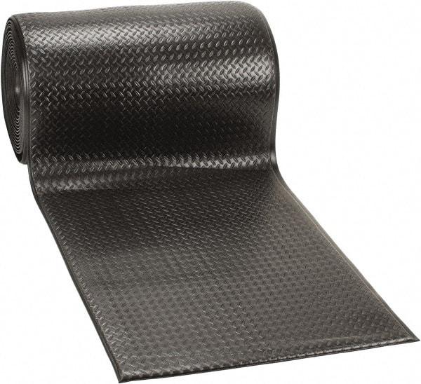PRO-SAFE - 60' Long x 3' Wide, Dry Environment, Anti-Fatigue Matting - Black, Vinyl with Vinyl Sponge Base, Beveled on 4 Sides - USA Tool & Supply