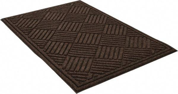 PRO-SAFE - 3 Ft. Long x 2 Ft. Wide, Poly Blended Carpet Surface, Raised Diamond Pattern Entrance Matting - 1/4 Inch Thick, Indoor, Heavy Traffic, Recycled Rubber, Walnut - USA Tool & Supply