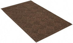 PRO-SAFE - 5 Ft. Long x 3 Ft. Wide, Poly Blended Carpet Surface, Raised Diamond Pattern Entrance Matting - 1/4 Inch Thick, Indoor, Heavy Traffic, Recycled Rubber, Walnut - USA Tool & Supply