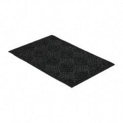 PRO-SAFE - 3 Ft. Long x 2 Ft. Wide, Poly Blended Carpet Surface, Raised Diamond Pattern Entrance Matting - 1/4 Inch Thick, Indoor, Heavy Traffic, Recycled Rubber, Black - USA Tool & Supply