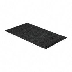 PRO-SAFE - 5 Ft. Long x 3 Ft. Wide, Poly Blended Carpet Surface, Raised Diamond Pattern Entrance Matting - 1/4 Inch Thick, Indoor, Heavy Traffic, Recycled Rubber, Black - USA Tool & Supply