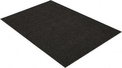 PRO-SAFE - 6 Ft. Long x 4 Ft. Wide, Poly Blended Carpet Surface, Raised Diamond Pattern Entrance Matting - 1/4 Inch Thick, Indoor, Heavy Traffic, Recycled Rubber, Black - USA Tool & Supply