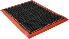 PRO-SAFE - Dry/Wet Environment, Anti-Fatigue Matting - Black with Orange Borders, Natural Rubber with Rubber Base, Beveled on 4 Sides - USA Tool & Supply