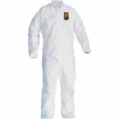 KleenGuard - Size L SMS General Purpose Coveralls - White, Zipper Closure, Elastic Cuffs, Elastic Ankles, Seamless - USA Tool & Supply