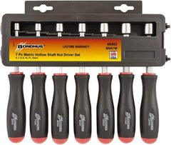 Bondhus - 7 Piece 6 to 12mm Nutdriver Set - Hollow Shaft, Ergonomic Handle - USA Tool & Supply