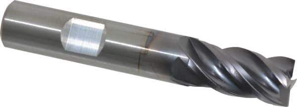 Kennametal - 1/2", 1" LOC, 1/2" Shank Diam, 3" OAL, 4 Flute, Solid Carbide Square End Mill - Single End, AlTiN Finish, Spiral Flute, 38° Helix, Centercutting, Right Hand Cut, Right Hand Flute, Series HPHV - USA Tool & Supply