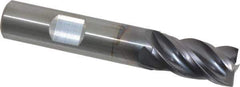 Kennametal - 1/2", 1" LOC, 1/2" Shank Diam, 3" OAL, 4 Flute, Solid Carbide Square End Mill - Single End, AlTiN Finish, Spiral Flute, 38° Helix, Centercutting, Right Hand Cut, Right Hand Flute, Series HPHV - USA Tool & Supply