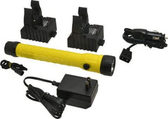 Streamlight - White LED Bulb, 130 Lumens, Industrial/Tactical Flashlight - Yellow Plastic Body, 1 NiCad Battery Included - USA Tool & Supply