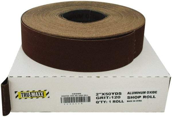 Tru-Maxx - 2" x 50 Yd 280 Grit Aluminum Oxide Cloth Roll - Very Fine Grade, J Weighted Backing - USA Tool & Supply