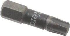 Wera - T30 Torx Bit - 1/4" Hex Drive, 1" OAL - USA Tool & Supply