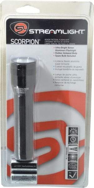 Streamlight - Xenon Bulb, 78 Lumens, Industrial/Tactical Flashlight - Black Aluminum Body, 2 Lithium Batteries Included - USA Tool & Supply