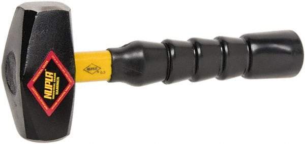 NUPLA - 3 Lb Head, 10" Long Drilling Hammer - Steel Head, 1-27/64" Face Diam, Fiberglass Handle - USA Tool & Supply