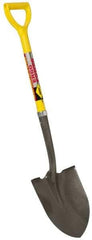 NUPLA - 11-1/2" High x 9" Wide Round Steel Shovel - 27" Long Fiberglass Straight Handle, Front Turned - USA Tool & Supply