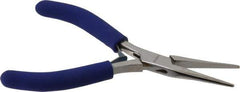 Aven - 5" OAL, 1-7/16" Jaw Length x 23/64" Jaw Width, Long Nose Chain Nose Pliers - Smooth Jaw, Standard Head, ESD Cushion Handles, with Spring - USA Tool & Supply