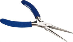 Aven - 5-3/4" OAL, 1-15/16" Jaw Length x 25/64" Jaw Width, Long Nose Needle Nose Pliers - Serrated Jaw, Standard Head, ESD Cushion Handles, with Spring - USA Tool & Supply