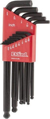 Eklind - 13 Piece L-Key Ball End Hex Key Set - Hex Range 0.05 to 3/8" - USA Tool & Supply