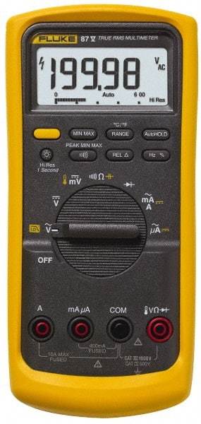 Fluke - 2 Piece, Digital Multimeter Kit - 1,000 Volt Max, 10 Max Amp - USA Tool & Supply