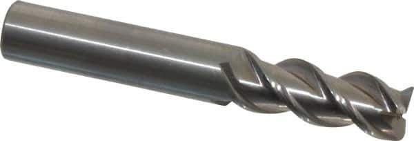 OSG - 3/8", 3 Flute, Single End, Solid Carbide, 0.02" Corner Radius End Mill - 2-1/2" OAL, 45° Helix, Right Hand Flute, 1" LOC, Right Hand Cut - USA Tool & Supply