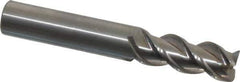 OSG - 3/8", 3 Flute, Single End, Solid Carbide, 0.02" Corner Radius End Mill - 2-1/2" OAL, 45° Helix, Right Hand Flute, 1" LOC, Right Hand Cut - USA Tool & Supply