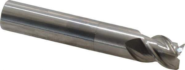 OSG - 1/2", 3 Flute, Single End, Solid Carbide, 0.02" Corner Radius End Mill - 3" OAL, 45° Helix, Right Hand Flute, 1/2" LOC, Right Hand Cut, 1-3/8" Extended Reach - USA Tool & Supply